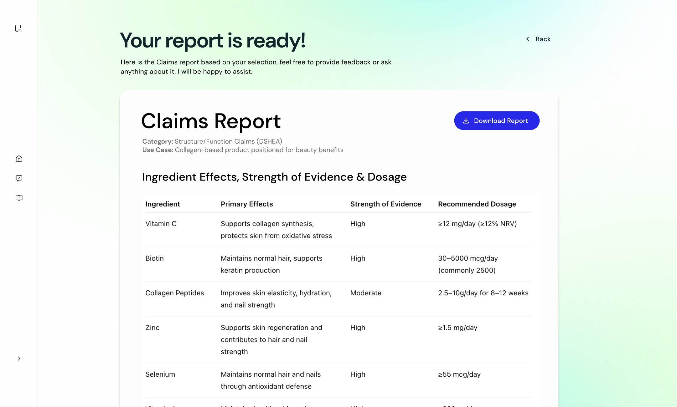 Claims Agent — generated claims report