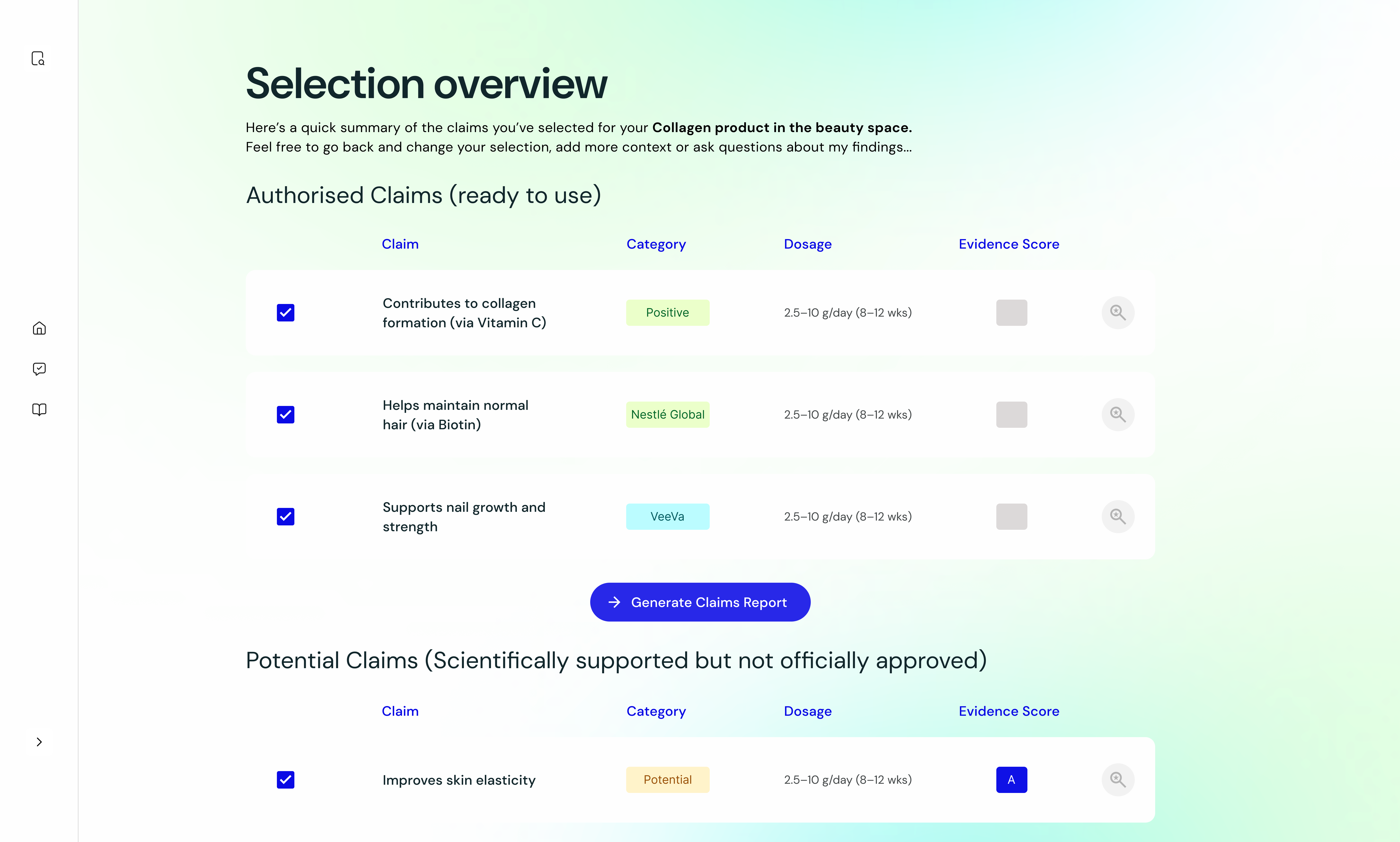 Claims Agent — authorised claims selection